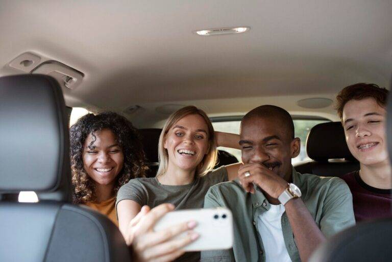 Group of Friends are travelling to group travel and taking selfie